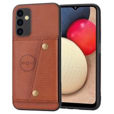 OEM - Samsung Galaxy A55 5G Skal PU L&auml;der + TPU St&auml;ll - Ljusbrun