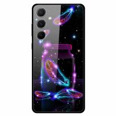 OEM - Samsung Galaxy A55 5G Skal Tempererat Glas + Plast - F&auml;rgglada Fj&auml;drar