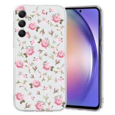 OEM - Samsung Galaxy A55 5G Skal TPU M&ouml;nstertryck Transparent Kant - Rosa Blomma