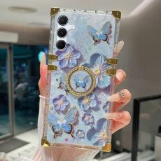 OEM - Samsung Galaxy A55 5G Skal TPU + PC Blomm&ouml;nster Ring St&auml;ll - Bl&aring;