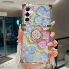 OEM - Samsung Galaxy A55 5G Skal TPU + PC Blomm&ouml;nster Ring St&auml;ll - Rosa