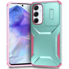 OEM - Samsung Galaxy A55 5G Skal TPU+PC Skydd - Gr&aring;gr&ouml;n / Rosa