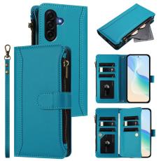 OEM - Samsung Galaxy A57 Pl&aring;nboksfodral Konstl&auml;der 9 Kortfack - Lake Blue