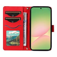 OEM - Samsung Galaxy A57 Pl&aring;nboksfodral Konstl&auml;der Med Rem - R&ouml;d