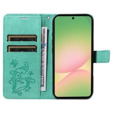 OEM - Samsung Galaxy A57 Pl&aring;nboksfodral Konstl&auml;der Blommor - Gr&ouml;n