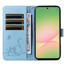 OEM - Samsung Galaxy A57 Pl&aring;nboksfodral Konstl&auml;der Kattm&ouml;nster - Ljusbl&aring;