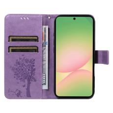 OEM - Samsung Galaxy A57 Pl&aring;nboksfodral Konstl&auml;der Katttr&auml;d M&ouml;nster - Lila