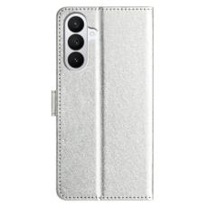 OEM - Samsung Galaxy A57 Pl&aring;nboksfodral Konstl&auml;der Magnetisk St&auml;ngning - Silver