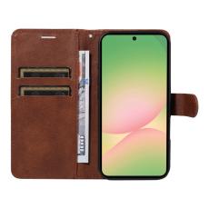 OEM - Samsung Galaxy A57 Pl&aring;nboksfodral Konstl&auml;der Med Rem St&auml;llfunktion - Brun