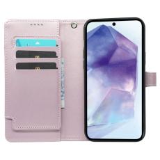 OEM - Samsung Galaxy A57 Pl&aring;nboksfodral Konstl&auml;der 9 Kortfack - Ros&eacute;guld