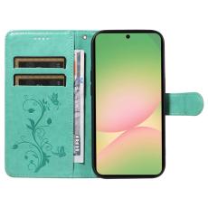 OEM - Samsung Galaxy A57 Pl&aring;nboksfodral Konstl&auml;der Blomm&ouml;nster St&auml;ll - Gr&ouml;n