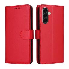 OEM - Samsung Galaxy A57 Pl&aring;nboksfodral Konstl&auml;der RFID Skydd - R&ouml;d