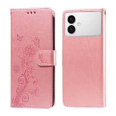 OEM - Samsung Galaxy S26 Edge Pl&aring;nboksfodral Konstl&auml;der Blomtryck St&auml;ll - Rosa