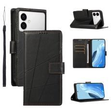 OEM - Samsung Galaxy S26 Edge Pl&aring;nboksfodral Imprint Konstl&auml;der Med Handrem - Svart