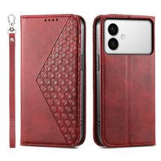 OEM - Samsung Galaxy S26 Edge Pl&aring;nboksfodral Konstl&auml;der Kalvstruktur - R&ouml;d