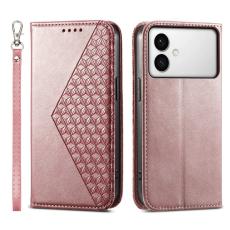 OEM - Samsung Galaxy S26 Edge Pl&aring;nboksfodral Konstl&auml;der Kalvtextur - Ros&eacute;guld