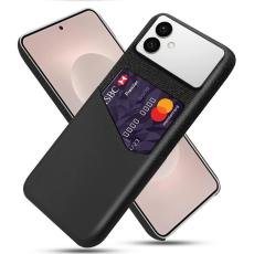 OEM - Samsung Galaxy S26 Edge Mobilskal PU L&auml;der Kl&auml;dtextur H&aring;rd PC - Svart