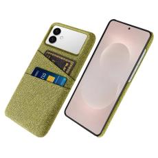 OEM - Samsung Galaxy S26 Edge Skal Tyg + H&aring;rd PC Med Dubbel Kortfack - Gul