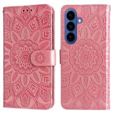 OEM - Samsung Galaxy S26+ Pl&aring;nboksfodral Konstl&auml;der Solrostryck - Rosa