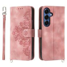 OEM - Samsung Galaxy S26 Fodral Blomm&ouml;nster PU L&auml;der - Rosa