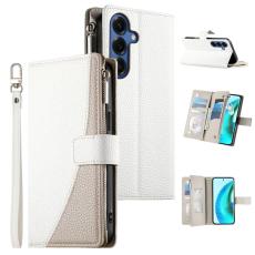 OEM - Samsung Galaxy S26 Fodral Dragkedja Konstl&auml;der Flip - Vit