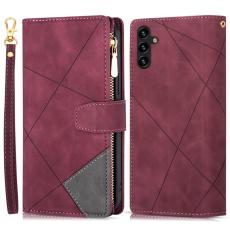 OEM - Samsung Galaxy S26+ Pl&aring;nboksfodral F&auml;rgsplicing Konstl&auml;der St&auml;ll - R&ouml;d