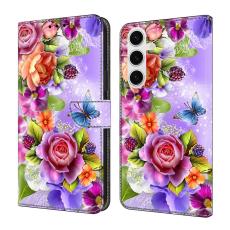 OEM - Samsung Galaxy S26 Fodral M&ouml;nstertryck Konstl&auml;der Flip St&auml;ll - Blommor