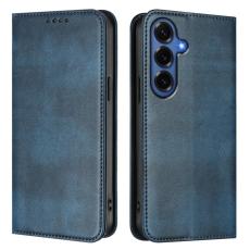 OEM - Samsung Galaxy S26+ Pl&aring;nboksfodral Retro Textur RFID Skydd Konstl&auml;der - Bl&aring;