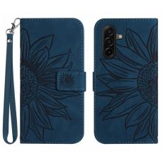 OEM - Samsung Galaxy S26 Fodral Solrostryck &Auml;kta L&auml;der - M&ouml;rkbl&aring;