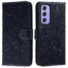 OEM - Samsung Galaxy S26 Fodral Spetsblommor Konstl&auml;der Flip - Svart