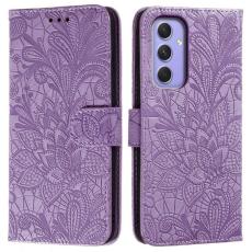 OEM - Samsung Galaxy S26 Fodral Spetsblommor PU L&auml;der Flip - Lila