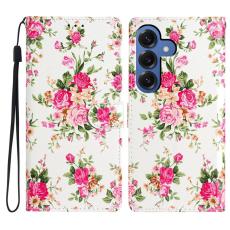 OEM - Samsung Galaxy S26 Plus Pl&aring;nboksfodral Konstl&auml;der St&auml;ll R&ouml;da Blommor
