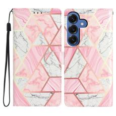 OEM - Samsung Galaxy S26 Plus Pl&aring;nboksfodral Konstl&auml;der M&ouml;nstertryck St&auml;ll Rosa Marmor