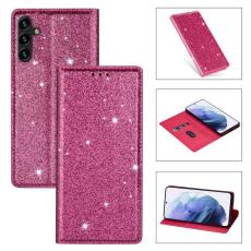 OEM - Samsung Galaxy S26 Plus Mobilskal Glittrande Konstl&auml;der + TPU Kortfack - Rosa