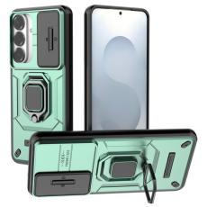 OEM - Samsung Galaxy S26 Plus Mobilskal Plast Kickstand Skydd med Linsskydd - Gr&ouml;n