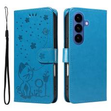 OEM - Samsung Galaxy S26 / S26 Pro Fodral &Auml;kta L&auml;der Cat Bee M&ouml;nster - Bl&aring;