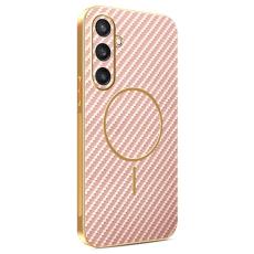 OEM - Samsung Galaxy S26 Skal Kolfiber Texturerad TPU - Rosa