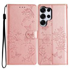OEM - Samsung Galaxy S26 Ultra Fodral &Auml;kta L&auml;der Flip Cover - Ros&eacute;guld