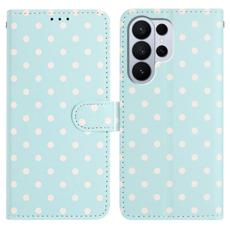 OEM - Samsung Galaxy S26 Ultra Fodral &Auml;kta L&auml;der Polka Dot - Bl&aring;