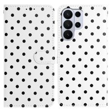 OEM - Samsung Galaxy S26 Ultra Fodral &Auml;kta L&auml;der Polka Prickar - Vit