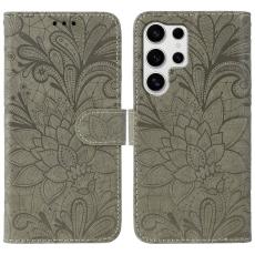 OEM - Samsung Galaxy S26 Ultra Fodral Konstl&auml;der Flip - Gr&aring;