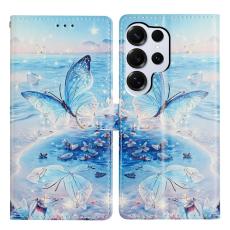 OEM - Samsung Galaxy S26 Ultra Fodral M&ouml;nstertryck PU L&auml;der St&auml;ll - Ocean Butterfly