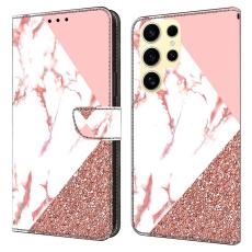 OEM - Samsung Galaxy S26 Ultra Fodral M&ouml;nstertryck St&auml;ll L&auml;der Flip - Marmor