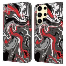 OEM - Samsung Galaxy S26 Ultra Fodral M&ouml;nstertryck St&auml;ll L&auml;der Flip - Rocktextur