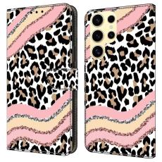OEM - Samsung Galaxy S26 Ultra Fodral St&auml;llning Konstl&auml;der - Randig Leopard