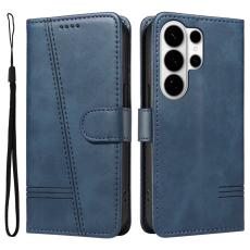 OEM - Samsung Galaxy S26 Ultra Fodral T-formade Linjer &Auml;kta L&auml;der - Bl&aring;