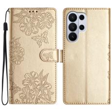 OEM - Samsung Galaxy S26 Ultra Mobilskal Butterfly Blomm&ouml;nster KonstL&auml;der - Guld