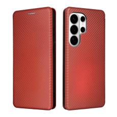 OEM - Samsung Galaxy S26 Ultra Mobilskal Kolfiber Textur St&ouml;tt&aring;lig Konstl&auml;der - Brun