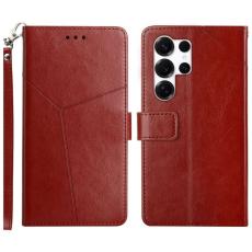 OEM - Samsung Galaxy S26 Ultra Mobilskal Y-formade Linjer Pr&auml;gling KonstL&auml;der - Brun