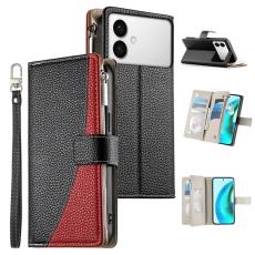 OEM - Samsung Galaxy S26 Edge Pl&aring;nboksfodral Dragkedja Konstl&auml;der Flip - Svart